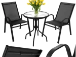 Altan-bistrosæt GARDLOV – bord og 2 stole, sort