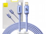 Baseus Crystal kabel USB‑C til Lightning 2 m, 20 W PD, lilla