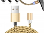 Magnetisk opladningskabel 3-i-1 micro USB, type-C og Lightning, 1 m