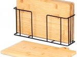 Bambusskærebrætter med stativ 28 × 20 cm, sæt med 4 stk.