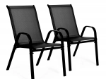 Sæt med 2 havestole til terrasse, altan, sort