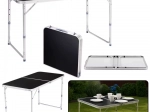 Sammenklappeligt campingbord med justerbar højde 120x60 cm sort