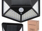 Solardrevet vægmonteret LED-lampe med bevægelses- og skumringssensor, 100 LED