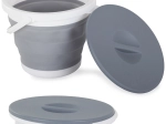 Sammenklappelig silikonespand med låg 5 l