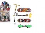 Sæt med finger-skateboards og løbehjul med skruebaserede tilbehør