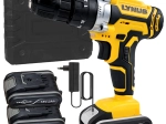 Akku-boremaskine og skruetrækker 18 V med LED, kuffert og 2× batteri 2 Ah