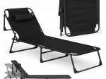 Sammenklappelig have liggestol med pude, sort, MultiGarden