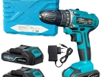 Akku boremaskine og skruetrækker 24 V med kuffert og 2× 3 Ah batterier