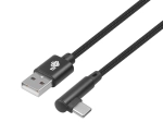 USB til USB-C kabel 1,5 m med ret vinkel, sort flettet