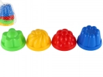 Plastforme til sand – runde sandkager 8 cm, sæt med 4 stk i net