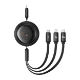 Udtrækkeligt opladerkabel 3-i-1 BASEUS Free2Draw USB‑C/Lightning/Micro 100W, 1,1 m, sort