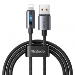 USB-kabel McDodo med LED-belysning 1,2 m sort