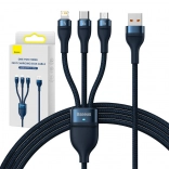 Baseus-kabel til hurtig opladning 3-i-1, USB-C + Micro USB + Lightning 66W, 1,2 m