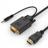 HDMI til VGA-konverter med 3,5 mm lyd, 3 m, sort
