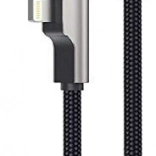 Aukey CB-AL01 Lightning–USB‑A kabel 2 m med 90° vinkel, MFi, sort nylon