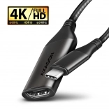 Adapter USB-C til HDMI 4K/60Hz aluminiums, 25 cm kabel