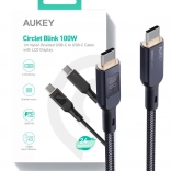 USB-C-kabel Aukey med LED-display og flettet overflade