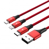 Universel 3-i-1 opladningskabel USB med USB‑C, Micro‑USB og Lightning, 1,2 m