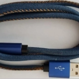 USB 8 pin kabel med premium denimfletning 1 m