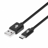 USB-kabel USB-C 3 m sort flettet