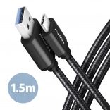 USB-C til USB-A kabel 1,5 m USB 3.2 Gen 1 3A ALU flettet