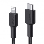 Nylon Lightning-USB C kabel sort 2 m