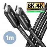 AXAGON USB‑C til USB‑C kabel USB4 40 Gb/s, PD 240 W, 8K, 1 m, aluminium, flettet, sort