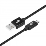 USB–micro USB-kabel 1,5 m med sort tekstilfletning