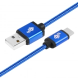 Blå USB–USB‑C-kabel 1,5 m med fletning