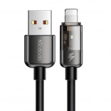 Mcdodo Lightning-kabel med LED-indikator, 1,8 m, 12 W, sort