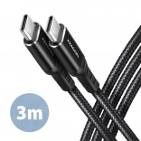 USB-C til USB-C 2.0-kabel, 3 m, PD 60W