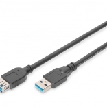USB 3.1 Gen 1 forlænger kabel SuperSpeed 5 Gbps USB-A han til USB-A hun, sort, 1,8 m
