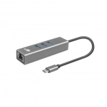 USB-C adapter med RJ45 + 3x USB-A porte - 1000 Mb/s