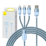 3-i-1 opladnings- og datakabel BASEUS StarSpeed, USB‑C / micro USB / Lightning, 3,5 A, 1,2 m, blå