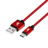 Oplader- og datakabel USB‑C 1,5 m – rubinrød, flettet
