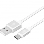 USB-A til USB-C kabel 2 m, sølvfarvet flettet