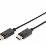 DisplayPort-kabel med lås 4K 60 Hz, DP–DP, 3 m, sort