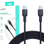 Aukey USB‑C til USB‑C kabel 1 m med nylonflet, 60 W PD, 3 A