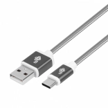 Flettet USB–USB‑C-kabel 1,5 m, grå