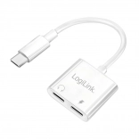 LogiLink USB‑C adapter med 60 W PD-opladning og lydstik