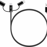 Universelt 3-i-1 opladerkabel med USB-C, Micro USB og Lightning stik