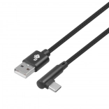 USB til USB-C kabel 1,5 m med ret vinkel, sort flettet