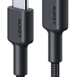 aukey usb‑c til usb‑c kabel 0,9 m med nylonflet, 60 w pd, 3 a, sort